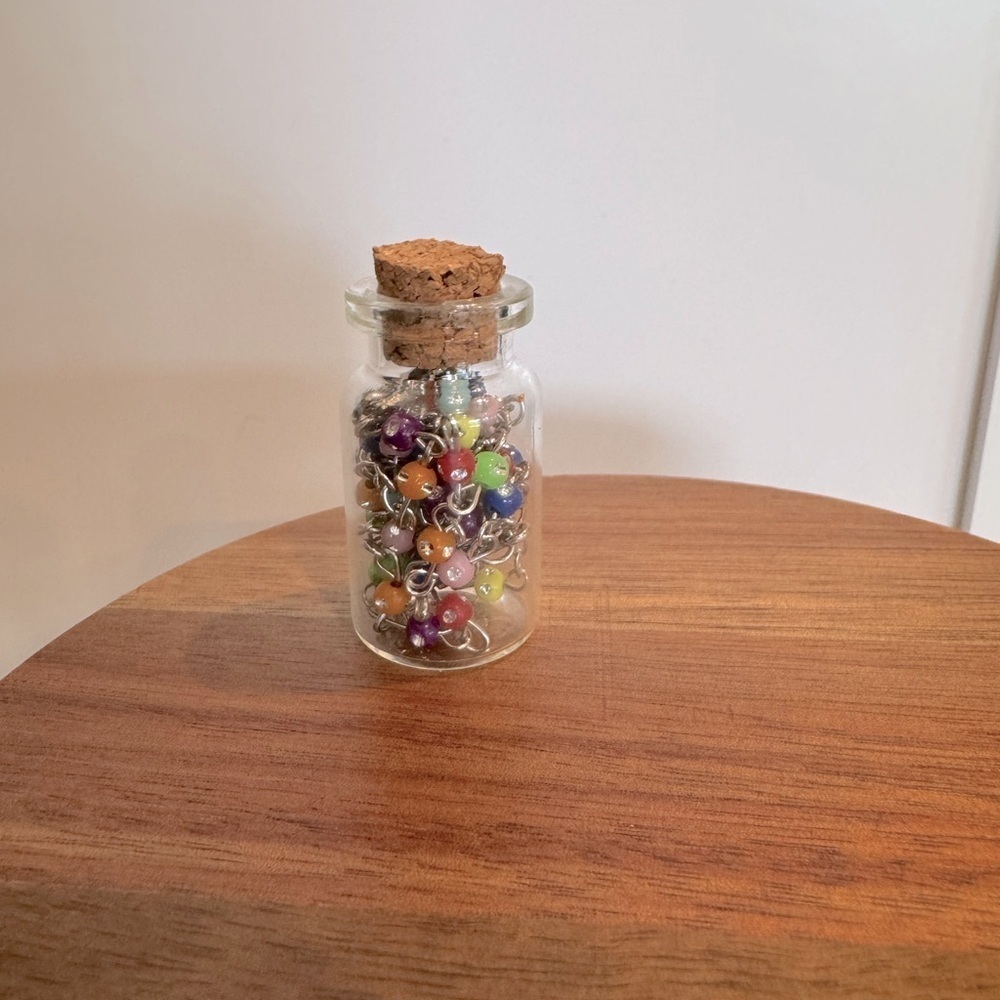 Mini Glass Bottle Rainbow Rosary – Colorful Pocket Prayer Beads